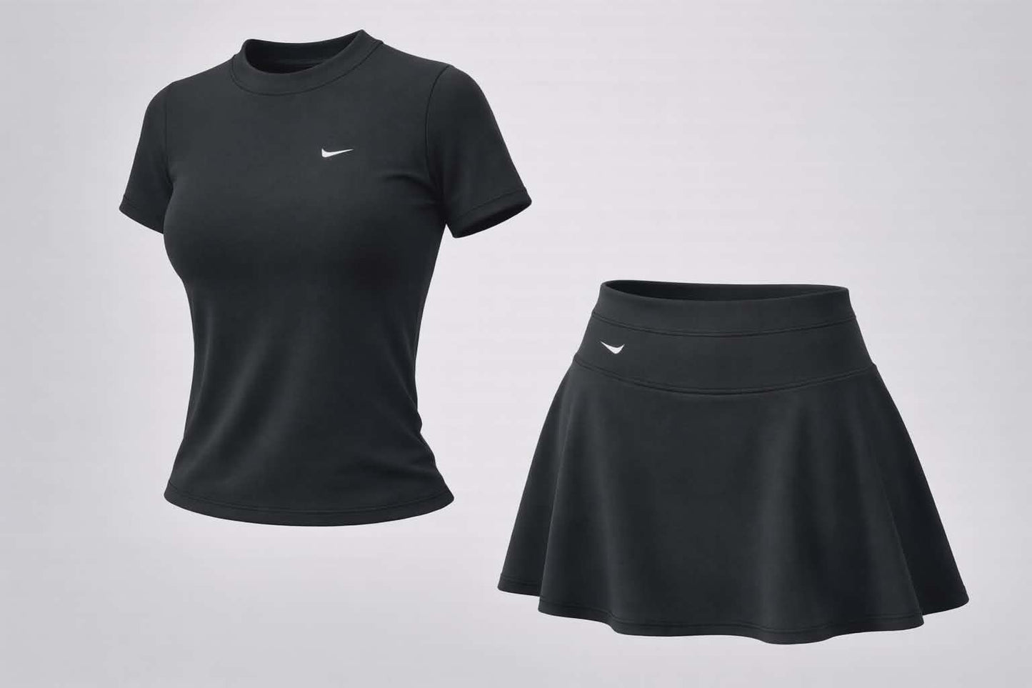 Conjunto Deportivo para Mujer – Camiseta Manga Corta y Falda Short en Algodón Superlicrado