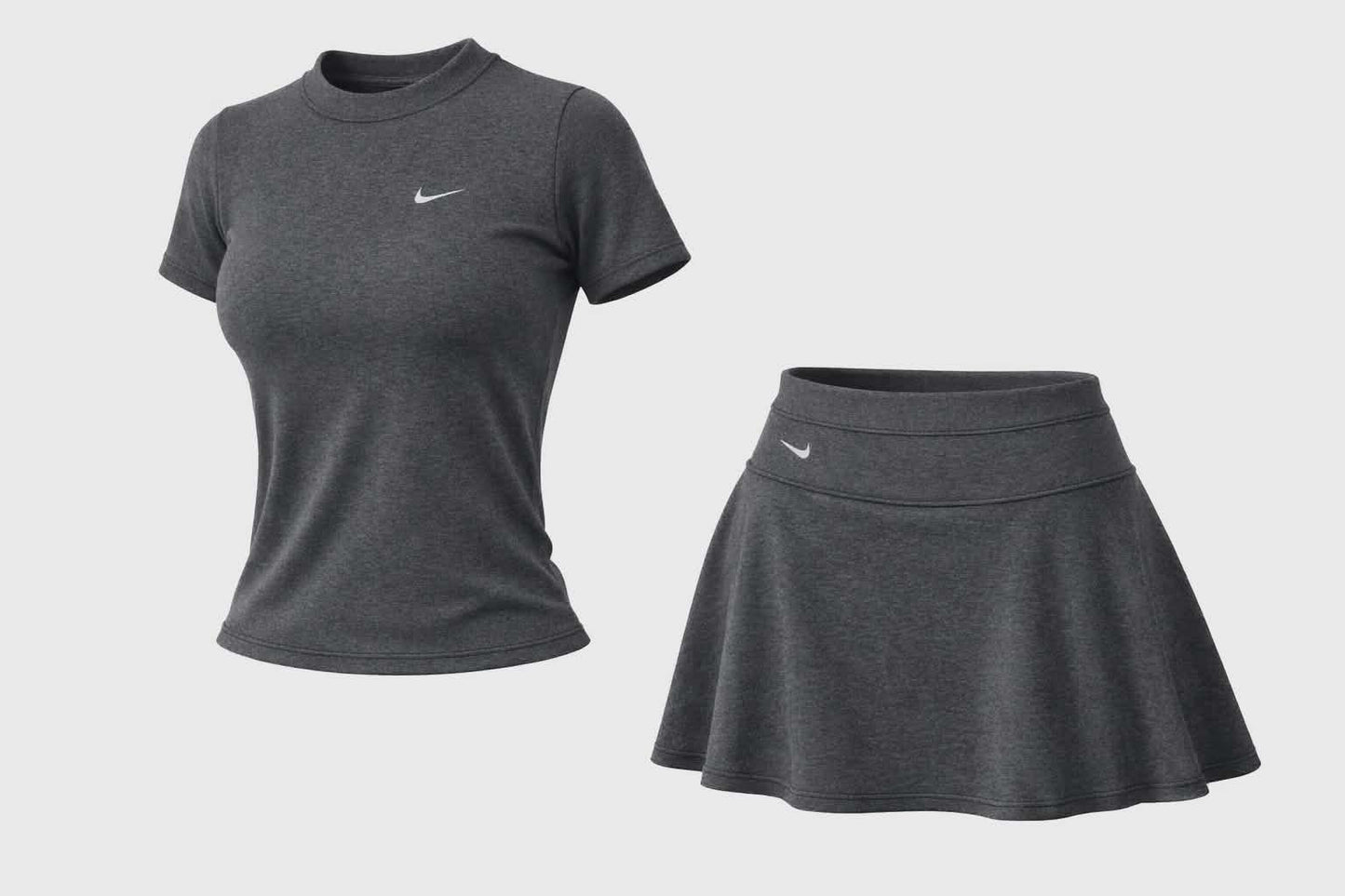 Conjunto Deportivo para Mujer – Camiseta Manga Corta y Falda Short en Algodón Superlicrado