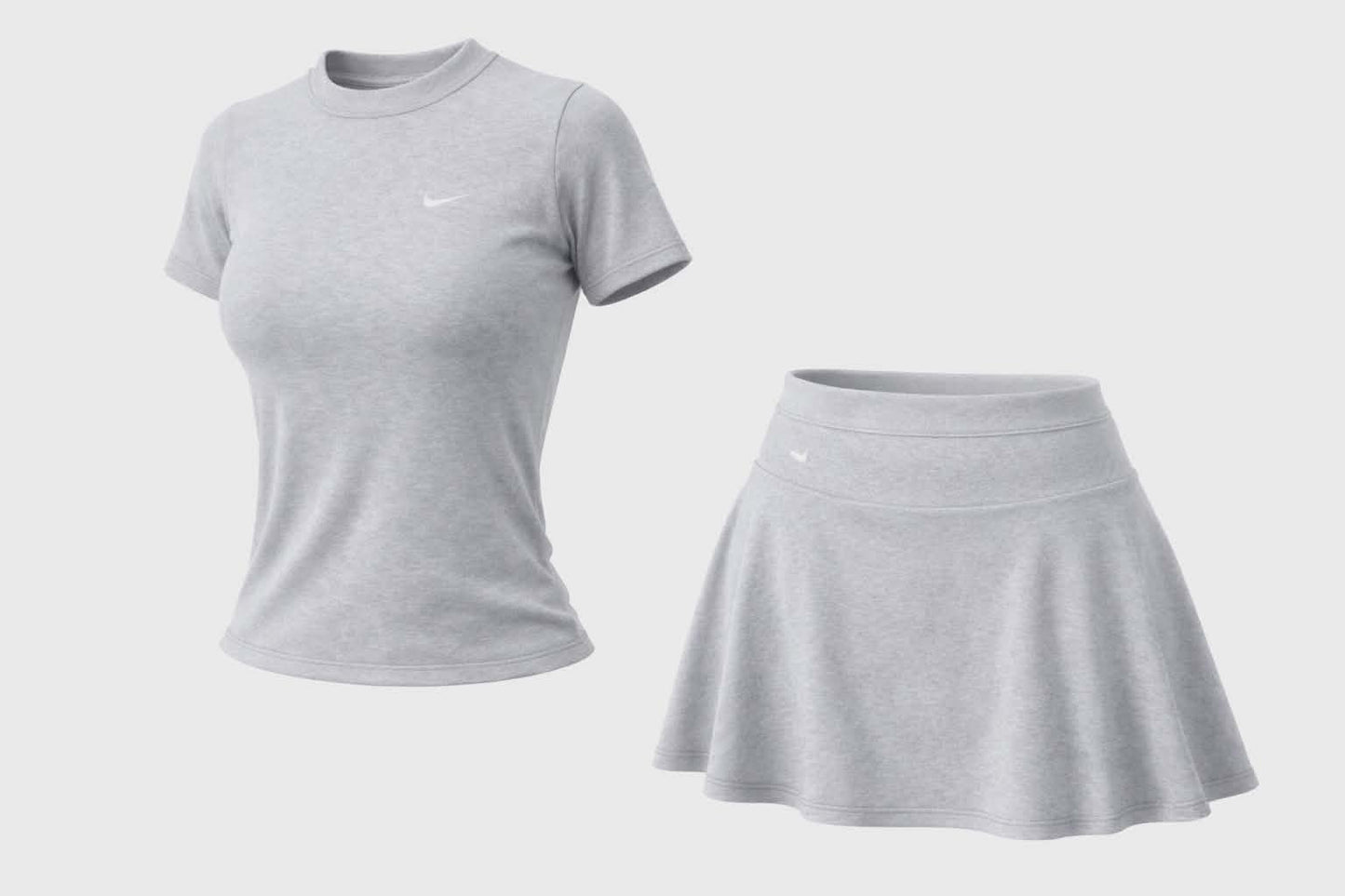 Conjunto Deportivo para Mujer – Camiseta Manga Corta y Falda Short en Algodón Superlicrado
