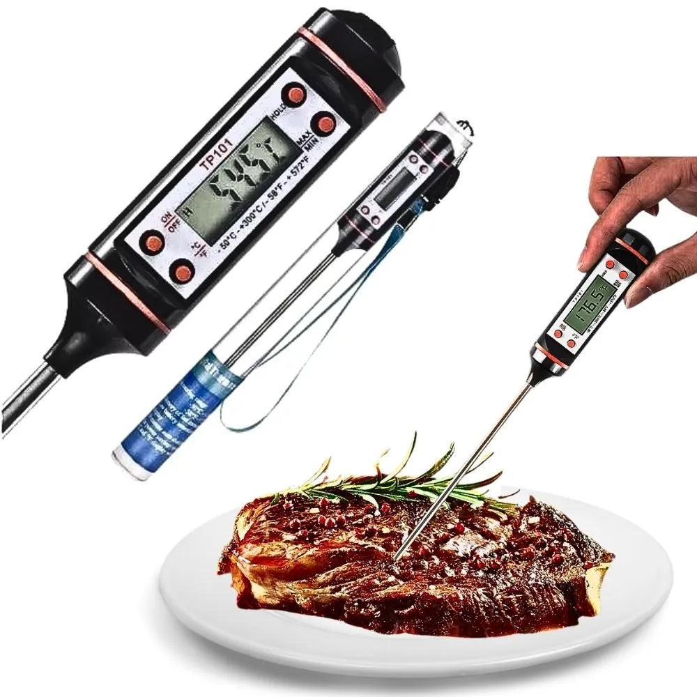 Termómetro Digital de Cocina TP101 con Pantalla LCD y Sonda de Acero Inoxidable