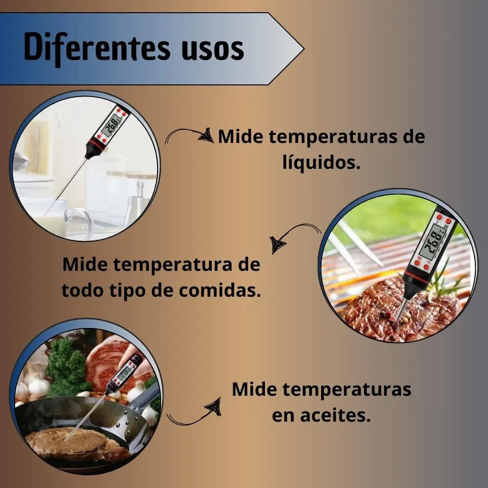 Termómetro Digital de Cocina TP101 con Pantalla LCD y Sonda de Acero Inoxidable