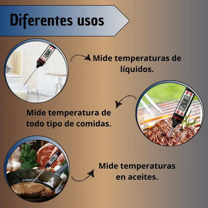 Termómetro Digital de Cocina TP101 con Pantalla LCD y Sonda de Acero Inoxidable